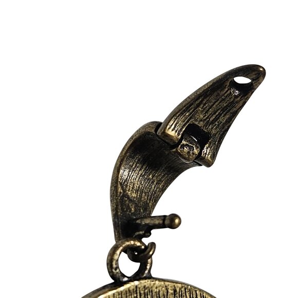 Elegant Oval Brass Pendant Brown Faceted Stone Textured Back Retro Fashion Women - Picture 5 of 7